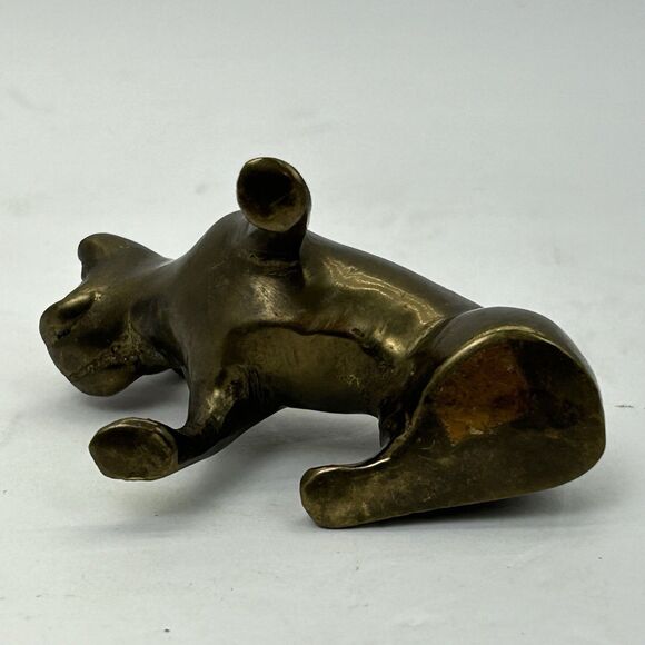 Vintage Solid Brass Sitting Bulldog Figurine 1 5/8” Tall 2 1/4” Long - Picture 4 of 11